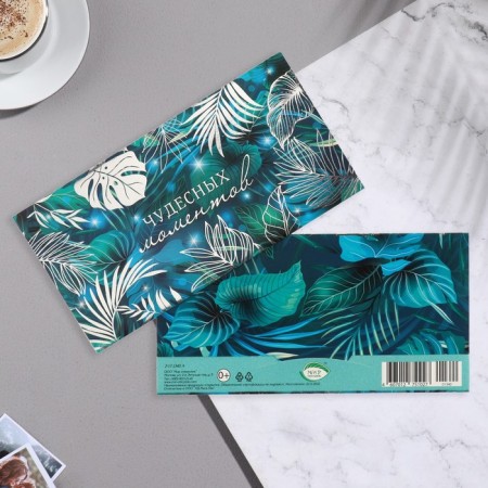 Envenue for money "wonderful moments" embossing, leaves, 16.5x8.5 cm-1