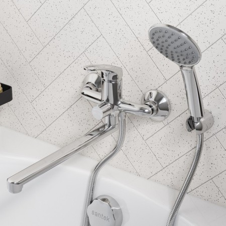 Santek Bus Bath mixer, long spout, with accessories, chrome-5