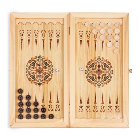 Wooden backgammon with checkers "Persian", board game, 40 x 40 cm-1