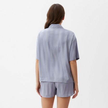 Female pajamas (shirt and shorts) KAFTAN SILK "strip" r.40-42, blue-3