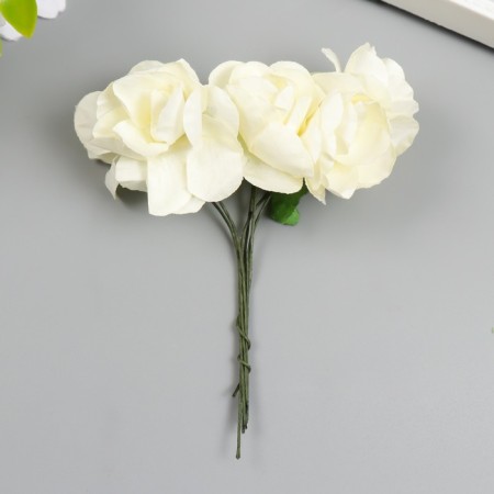 Flowers for decorating "tea roses" 1 bouquet = 6 colors 9.5 cm cream-1