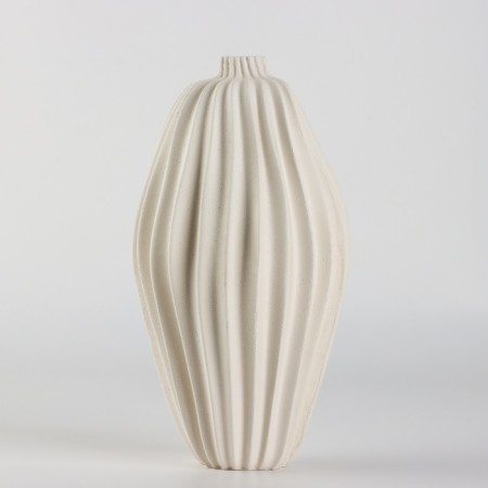 Vase for flowers is decorative, white, handmade, 10 cm x 10 cm x 18 cm.