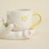 Tea couple ceramic SL Home "Easter rabbits", 2 items: cup, saucer, white color