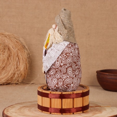 Brown Domovka "Athanasius with a bill", on a barrel, 28x15x12 cm-1