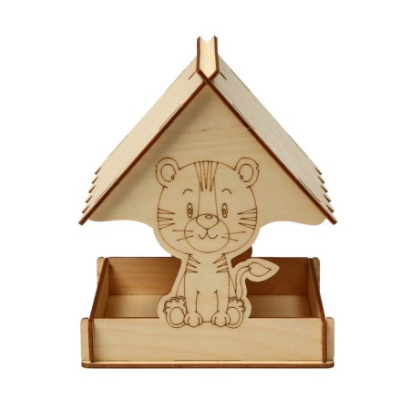 DIY wooden feeder for birds "Tiger", 15.5 × 15 × 18.5 cm, Greengo-1