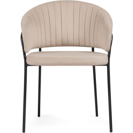 Chair on a metal frame Leo Metal/velor, black/beige 56x52x80 cm-1