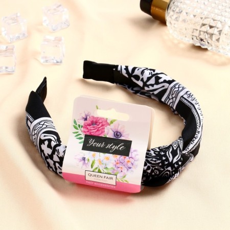 Hair cap "Amata" Ornament, 3 cm, black and white-1