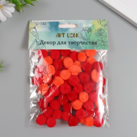 Decor for creativity "Pomponchiki. Scarlet dawn" d = 1.3 cm set 70 pcs-2