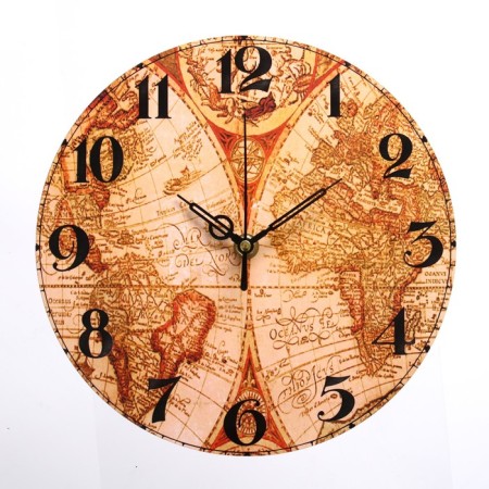 Watching clock, series: interior, "geography", discrete move, d-23.5 cm
