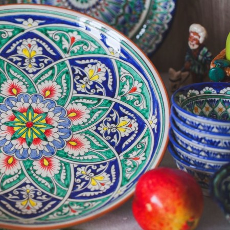 Largan Rishtan ceramics "Patterns", 31 cm, blue-3