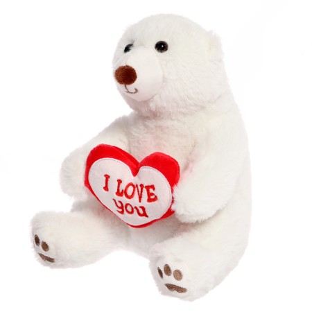 Soft toy "Bear White with Heart", 23 cm-5