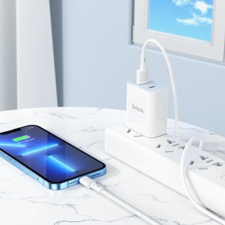 Кабель Hoco X83, Lightning - USB, 2.4 А, 1 м, передача днанных, ПВХ, белый-2