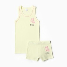 Kit for a girl (T -shirt, panties), yellow color, height 134 cm