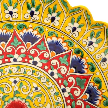 Largan Rishtan ceramics "Flowers", 31 cm, yellow mix, corrugated-15
