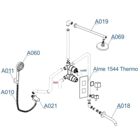 The shower system wasserkraft a171519 Thermo, built -in, thermostat, tropical shower, chrome 1012019-1