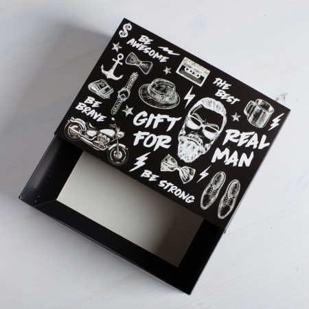 Gift folding box, packaging, Gift for Real Man, 25 x 18 x 10 cm-3