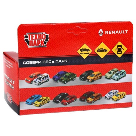 Metal machine Renault Duster, 12 cm, opening doors, inertial, black color-3