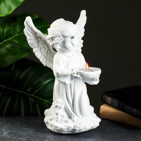 Figure "Angel with a bowl" White 19x19x33cm