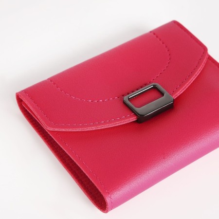 Women's wallet on the button, pink color-2