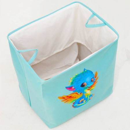 A basket for storing toe with a puff on a rope, 40 x 50 x 48 cm, blue-7