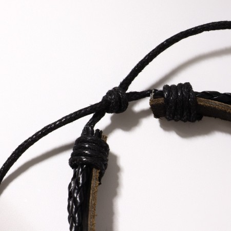 Bracelet Leather "Style" Heart, Black-red color, D = 7 cm-2
