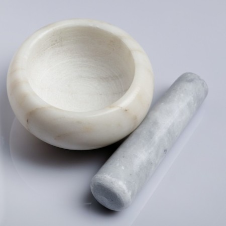 A mortar with a pestle is average, 130 ml, 5.5 cm, white marble-8