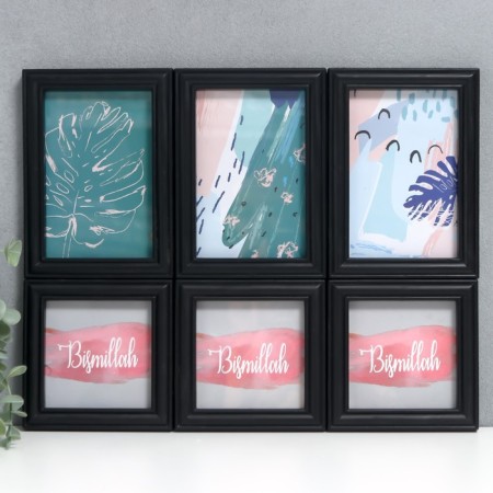 Photo frame in 6 photos 10x10, 10x15 cm "Classic" black set 6 pcs 31.5x40 cm