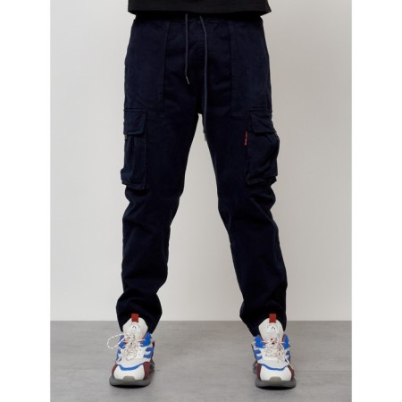 Cargo jeans men, size 44-46, dark blue color-2