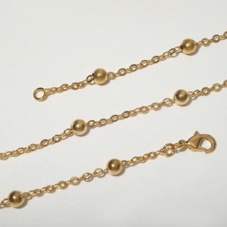 Apotry chain small beads, color gold, width 4 mm, l = 45 cm