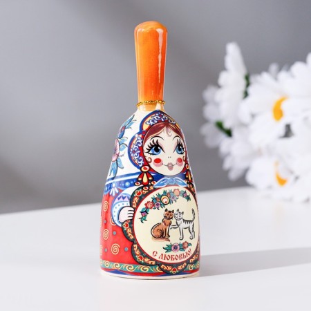 Matryoshka bell is medium with a pen, cat, mix 10 cm-3