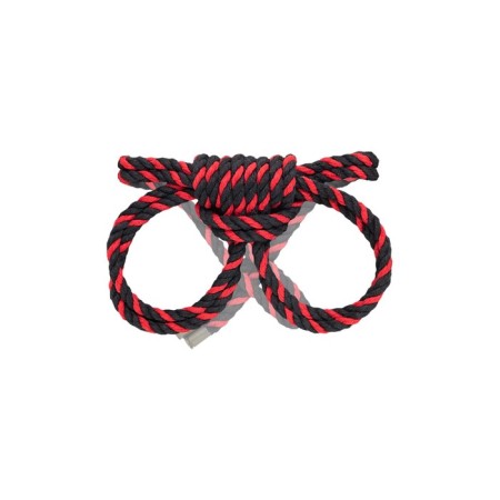 Handcuffs-ames from the cotton rope "Knot-omega", 3.3 m, black and red color-1
