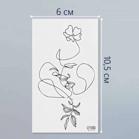 Tattoo on the body Black "Contour. Kiss" 6x10.5 cm-1