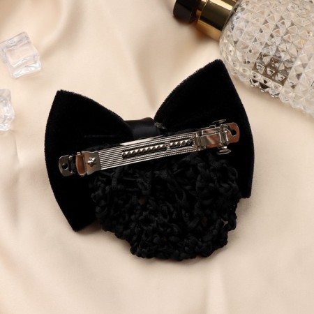 Hair machine "Bow" with a mesh for a bundle, D-10 cm, black-1