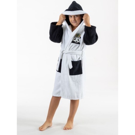 Terry robe for a boy, height 134-140 cm, white color