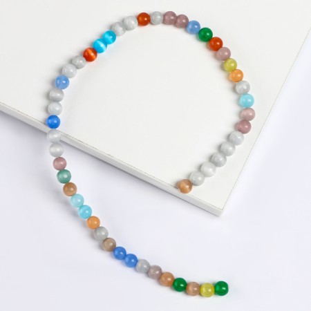 Beads made of natural stone "Cat Eye" set of 50 pcs., 1 pc. - 8 mm, mix-2