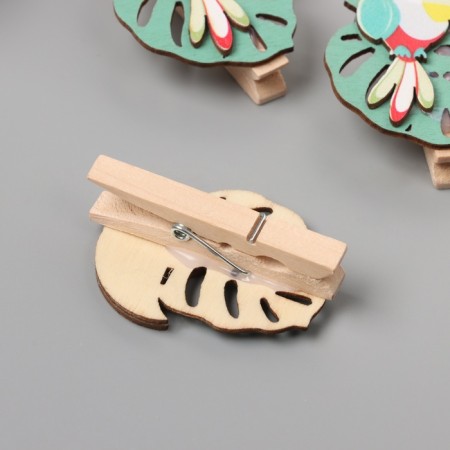 Decor for creativity wood "clothespin. Sleeping cupboard on the sheet" set of 3 pcs 1.3x3.3x4.5 cm-2