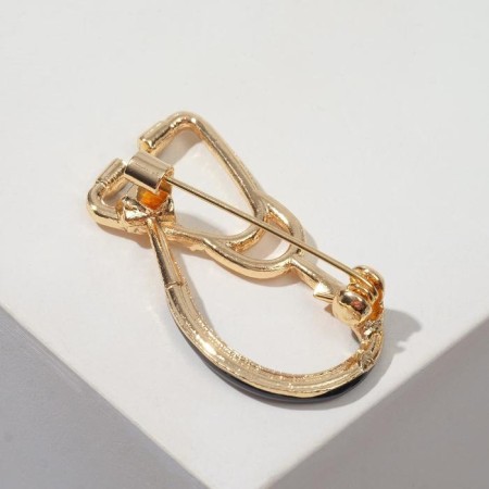 Brooch "Stetoscope" medical, black color in gold-1