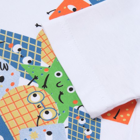 A set for the boy "Geometric figures" (T-shirt/shorts), white/orange color, height 98-104 cm-2