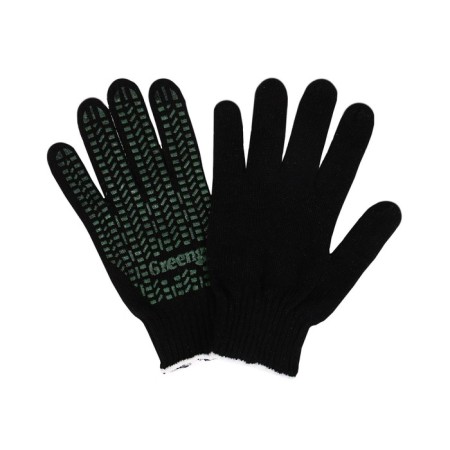 Gloves, x/b, knitting 7 class, 6 threads, with PVC dots, size 10, black, set 10 pairs, Greengo-1