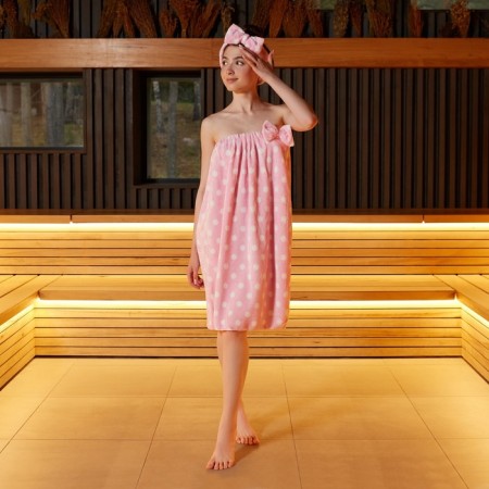 Set for a bathhouse and bathroom Ethel "Peas" towel-Pareo 75*120 cm+bandage, cent