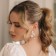 Emall earrings "Flower" half, white color in gold
