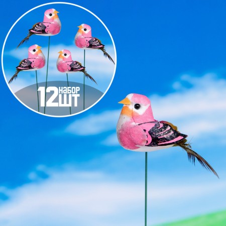 Plug "bird Blide Blue" 3x3cm/8cm, set 12pcs, mix