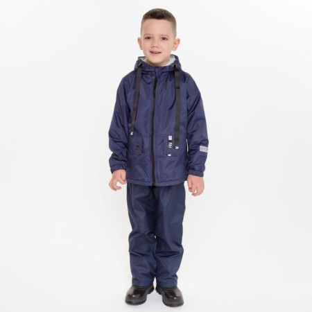 Jacket (windbreaker) on a fleece for a boy, blue color, height 128-134 cm-1
