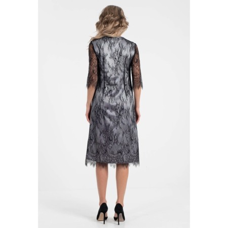 Women's dress, size 44, gray color, black-6