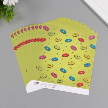Scrapbooking paper "Donuts" density 180 grams set 10 pcs 15.5x17 cm-1