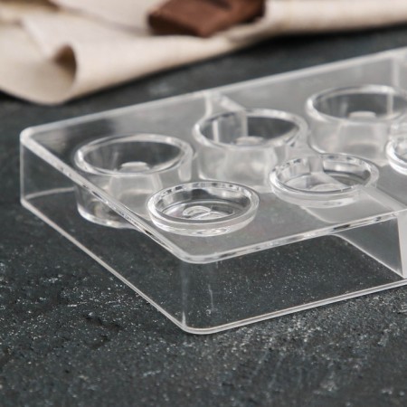 Form for chocolate and sweets "Babble", 10 cells, 20 × 12 × 2.5 cm, d = 2.5 cm, d = 2.7 cm-1