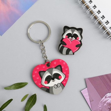 Gift set "Raccoon" icon + keychain, 6.8 x 10.5 cm.-2
