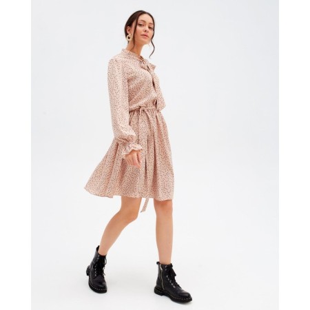 Women's dress with a bow Mist R.48, beige-1