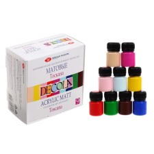 Acrylic paint, set of 9 colors x 20 ml, MATT, ZHK Decola Tuscan, Matova, 143411882