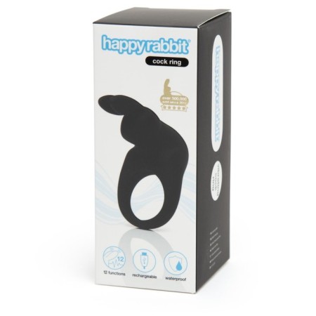Erective ring with vibration Happy Rabbit, Black-4